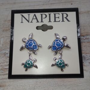Napier Silvertone Turtles Earrings